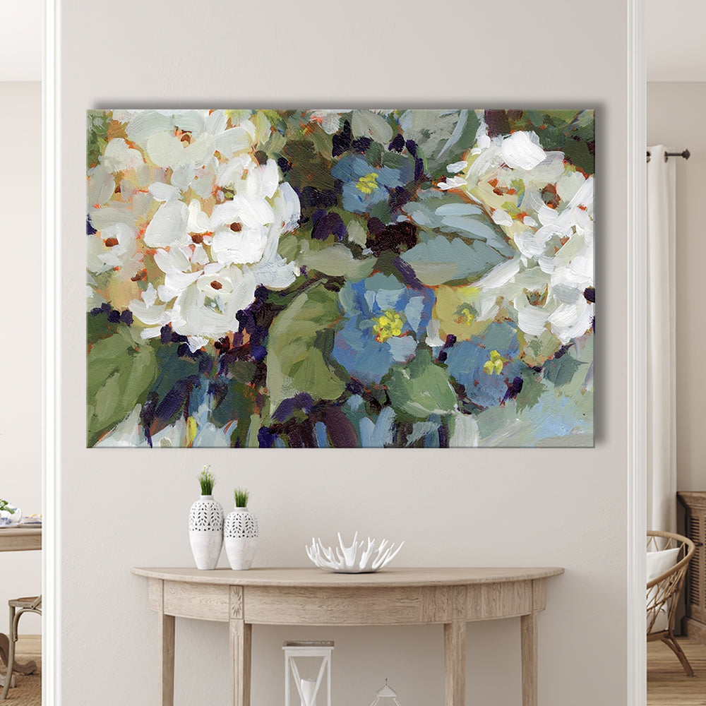 Hydrangea Arrangement Large Stretched Canvas Floating Frame Wall Art Print, Cavas Print Wall Art Hom Decor