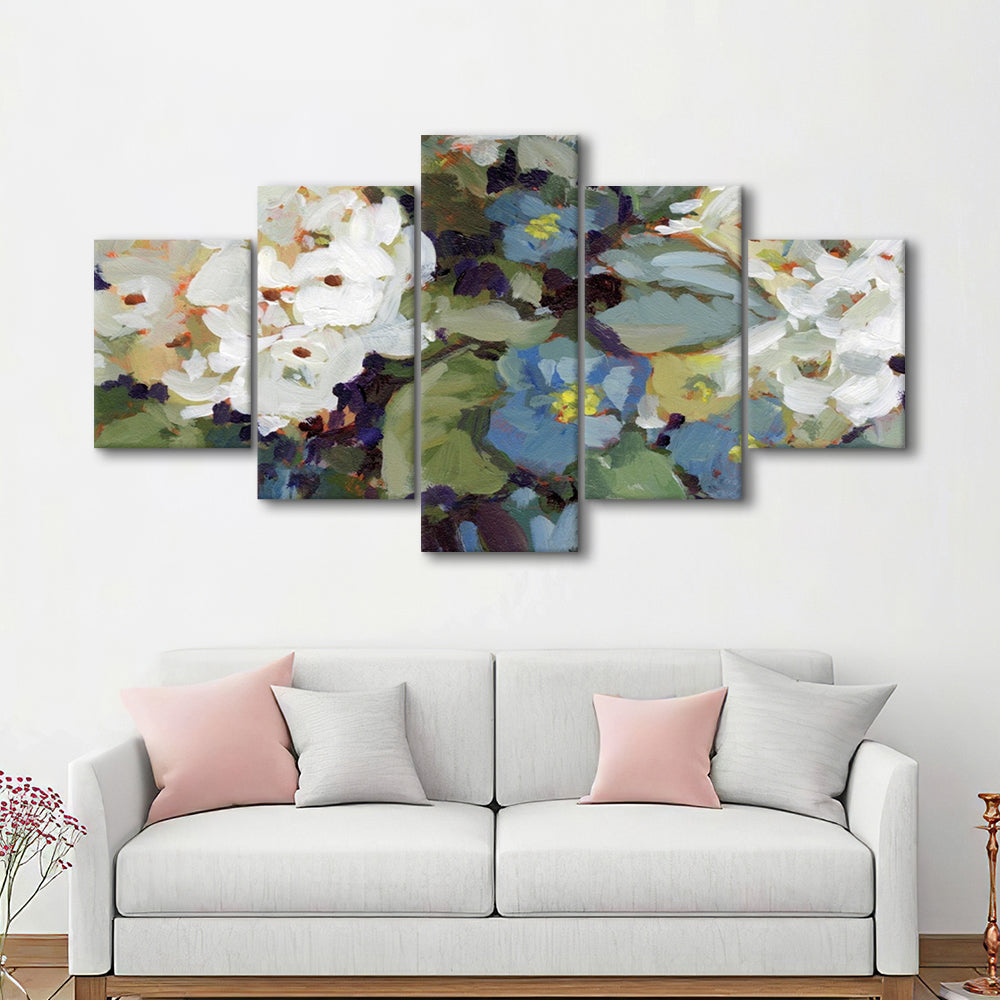 Hydrangea Arrangement Large Stretched Canvas Floating Frame Wall Art Print, 5 Piece Large Cavas Print Wall Art