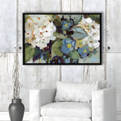 Hydrangea Arrangement Large Stretched Canvas Floating Frame Wall Art Print, Framed Cavas Print, Floating Frame