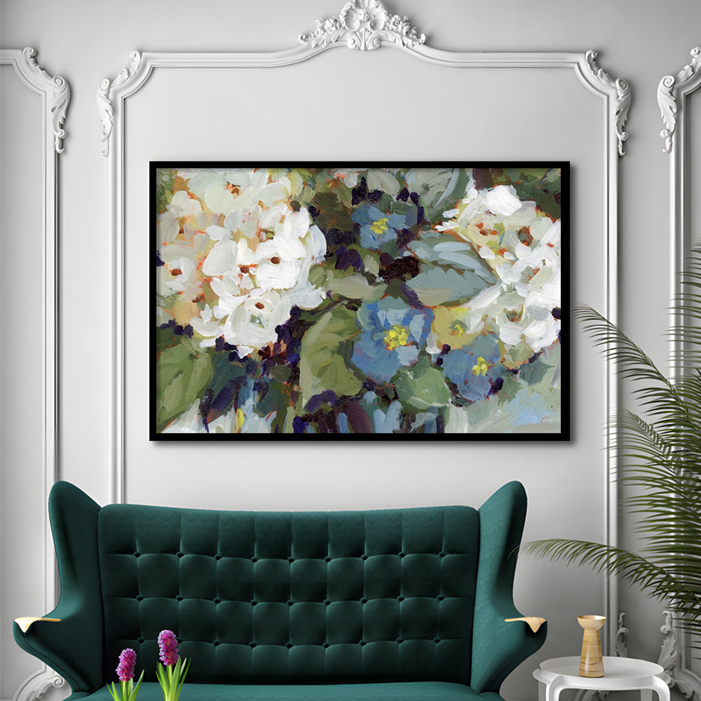 Hydrangea Arrangement LargeArt Prints Floating Frame Wall Art Print, Framed Art Print, Picture Framed