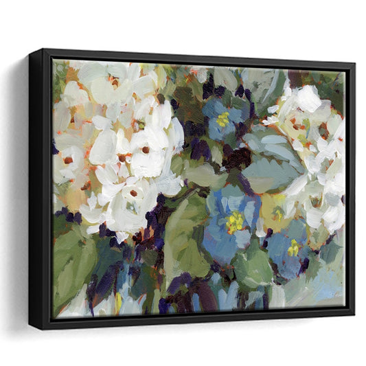 Hydrangea Arrangement Large Stretched Canvas Floating Frame Wall Art Print, Framed Cavas Print, Floating Frame