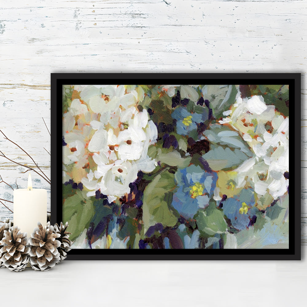 Hydrangea Arrangement Large Stretched Canvas Floating Frame Wall Art Print, Framed Cavas Print, Floating Frame