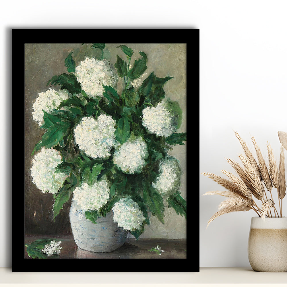 Hydrangeas Still Life Vintage Art Print Antique Art, Framed Art Print Wall Decor, Picture Framed