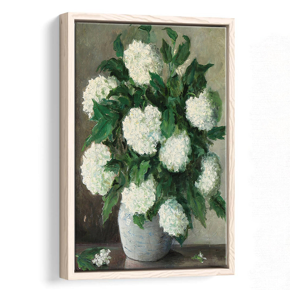 Hydrangeas Still Life Vintage Art Print Antique Art, Framed Canvas Print Wall Art, Floating Frame