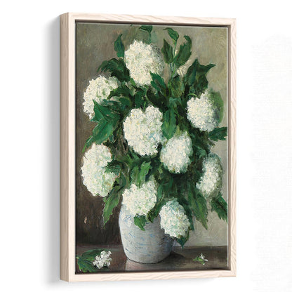 Hydrangeas Still Life Vintage Art Print Antique Art, Framed Canvas Print Wall Art, Floating Frame