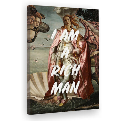 I Am A Rich Man Print Venus Feminist Wall Print Altered Art Quote Venus Print, Canvas Prints Wall Art