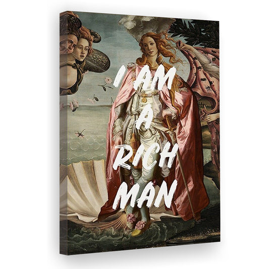 I Am A Rich Man Print Venus Feminist Wall Print Altered Art Quote Venus Print, Canvas Prints Wall Art