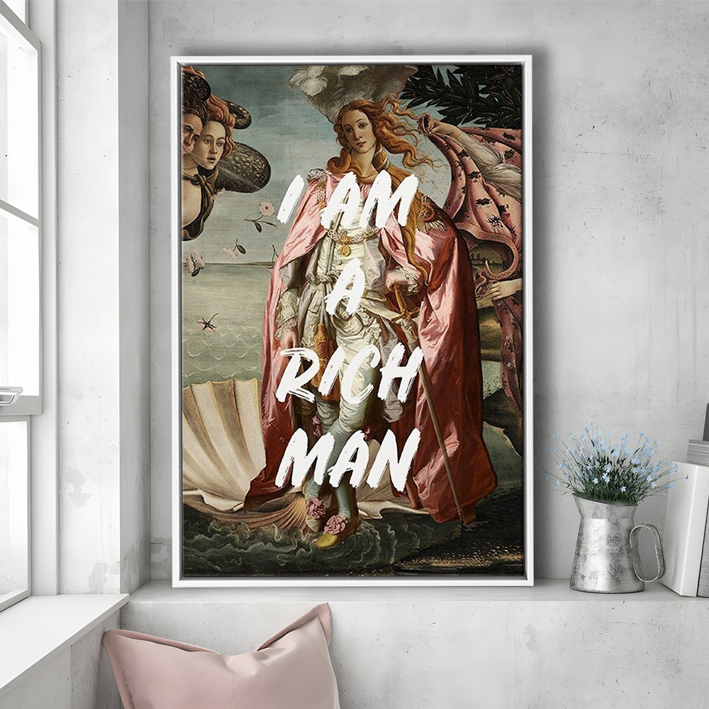 I Am A Rich Man Print Venus Feminist Wall Print Altered Art Quote Venus Print, Framed Canvas Prints Wall Art