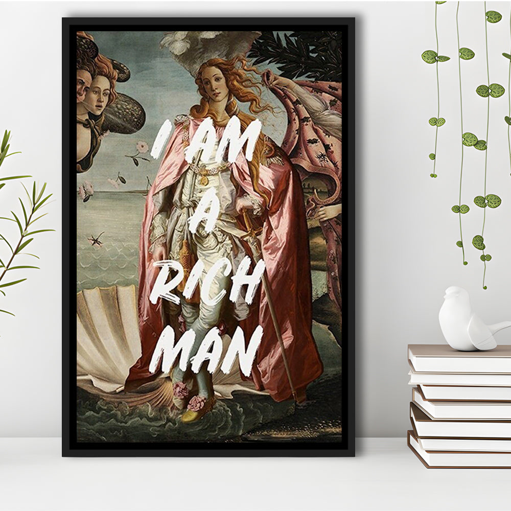 I Am A Rich Man Print Venus Feminist Wall Print Altered Art Quote Venus Print, Framed Canvas Prints Wall Art