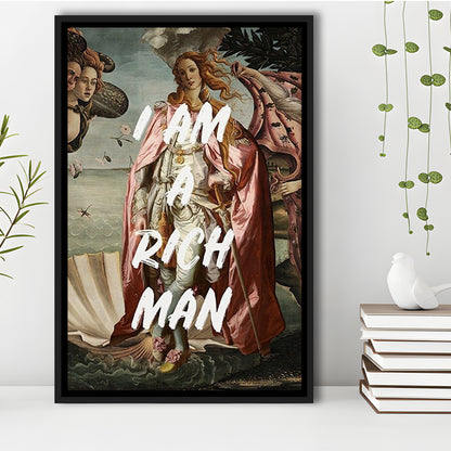 I Am A Rich Man Print Venus Feminist Wall Print Altered Art Quote Venus Print, Framed Canvas Prints Wall Art