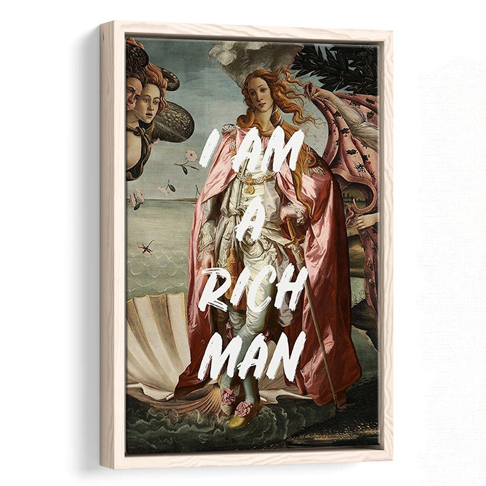 I Am A Rich Man Print Venus Feminist Wall Print Altered Art Quote Venus Print, Framed Canvas Prints Wall Art