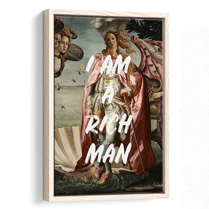 I Am A Rich Man Print Venus Feminist Wall Print Altered Art Quote Venus Print, Framed Canvas Prints Wall Art