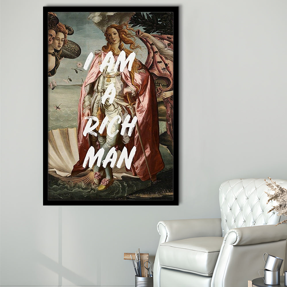I Am A Rich Man Print Venus Feminist Wall Print Altered Art Quote Venus Print, Framed Art Prints Wall Decor