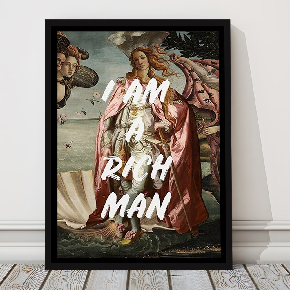 I Am A Rich Man Print Venus Feminist Wall Print Altered Art Quote Venus Print, Framed Canvas Prints Wall Art