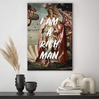 I Am A Rich Man Print Venus Feminist Wall Print Altered Art Quote Venus Print, Canvas Prints Wall Art
