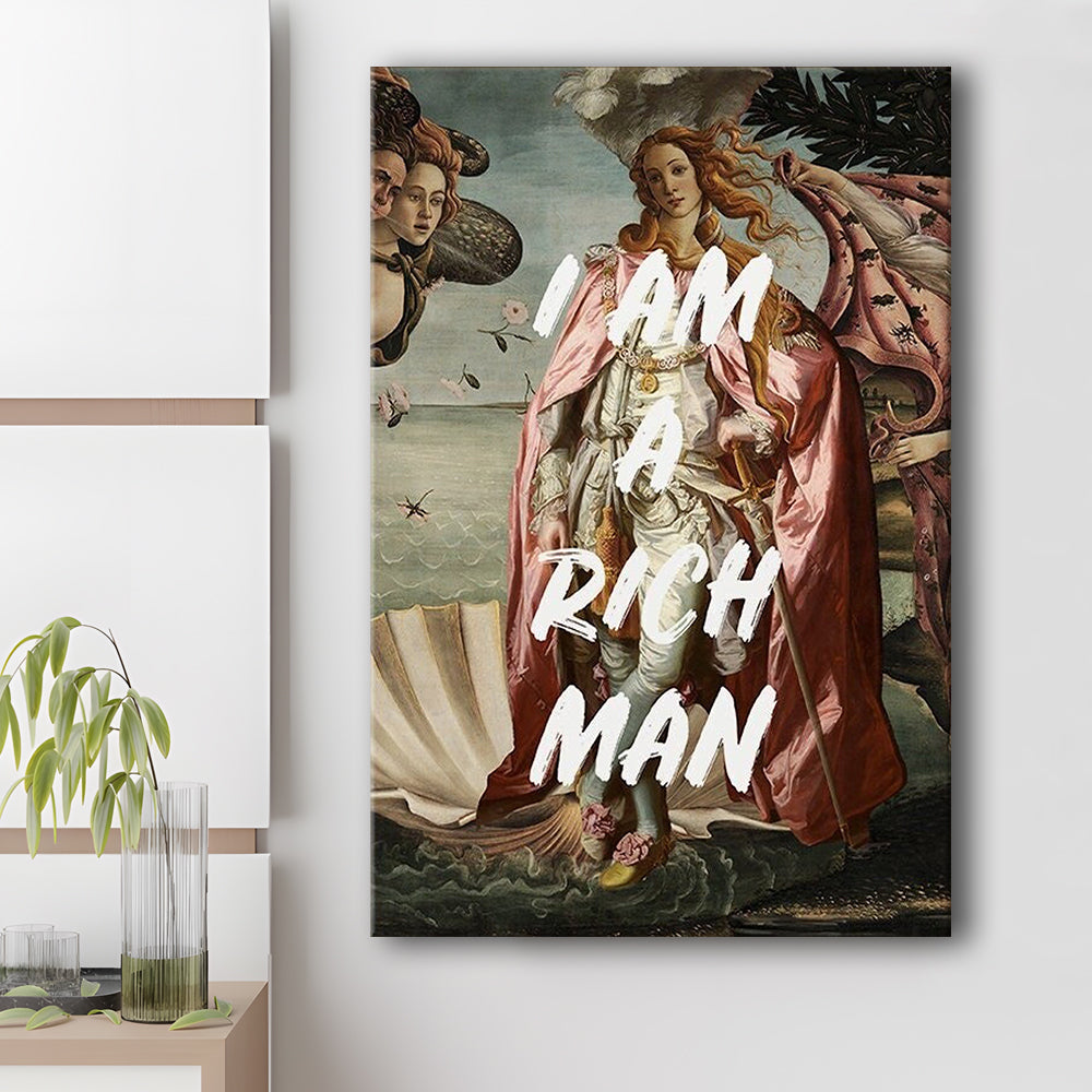 I Am A Rich Man Print Venus Feminist Wall Print Altered Art Quote Venus Print, Canvas Prints Wall Art