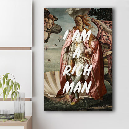 I Am A Rich Man Print Venus Feminist Wall Print Altered Art Quote Venus Print, Canvas Prints Wall Art