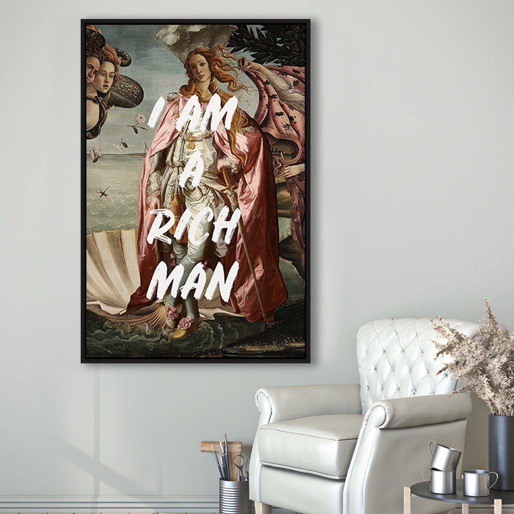 I Am A Rich Man Print Venus Feminist Wall Print Altered Art Quote Venus Print, Framed Canvas Prints Wall Art
