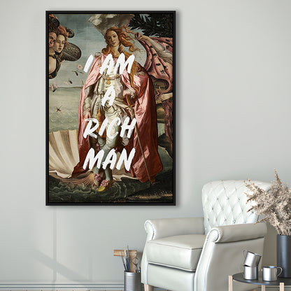 I Am A Rich Man Print Venus Feminist Wall Print Altered Art Quote Venus Print, Framed Canvas Prints Wall Art