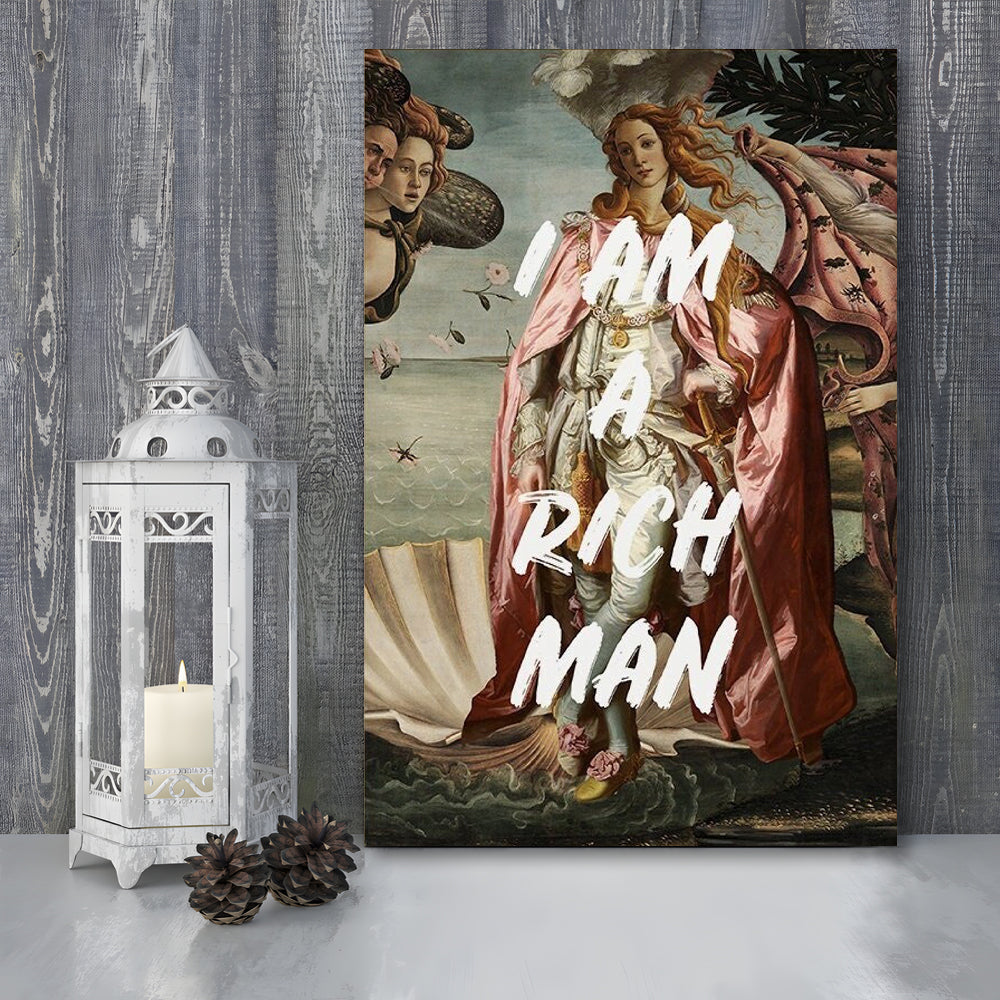 I Am A Rich Man Print Venus Feminist Wall Print Altered Art Quote Venus Print, Canvas Prints Wall Art
