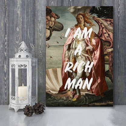 I Am A Rich Man Print Venus Feminist Wall Print Altered Art Quote Venus Print, Canvas Prints Wall Art