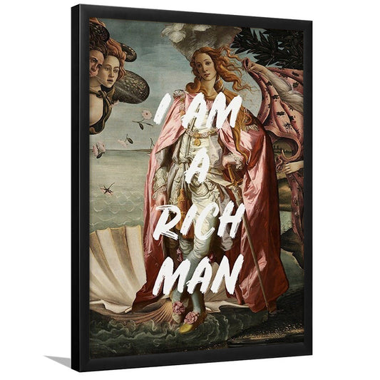 I Am A Rich Man Print Venus Feminist Wall Print Altered Art Quote Venus Print, Framed Art Prints Wall Decor