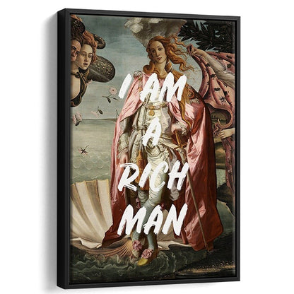 I Am A Rich Man Print Venus Feminist Wall Print Altered Art Quote Venus Print, Framed Canvas Prints Wall Art