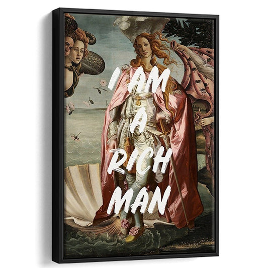 I Am A Rich Man Print Venus Feminist Wall Print Altered Art Quote Venus Print, Framed Canvas Prints Wall Art