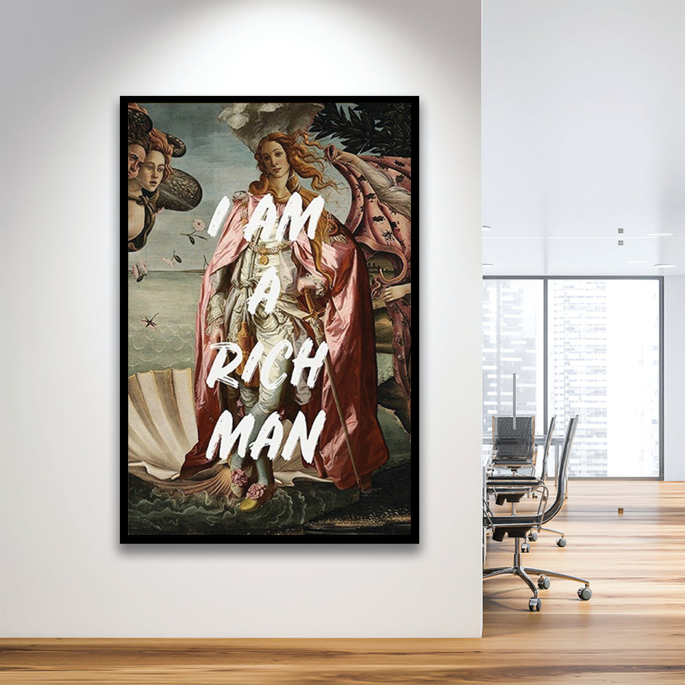 I Am A Rich Man Print Venus Feminist Wall Print Altered Art Quote Venus Print, Framed Art Prints Wall Decor