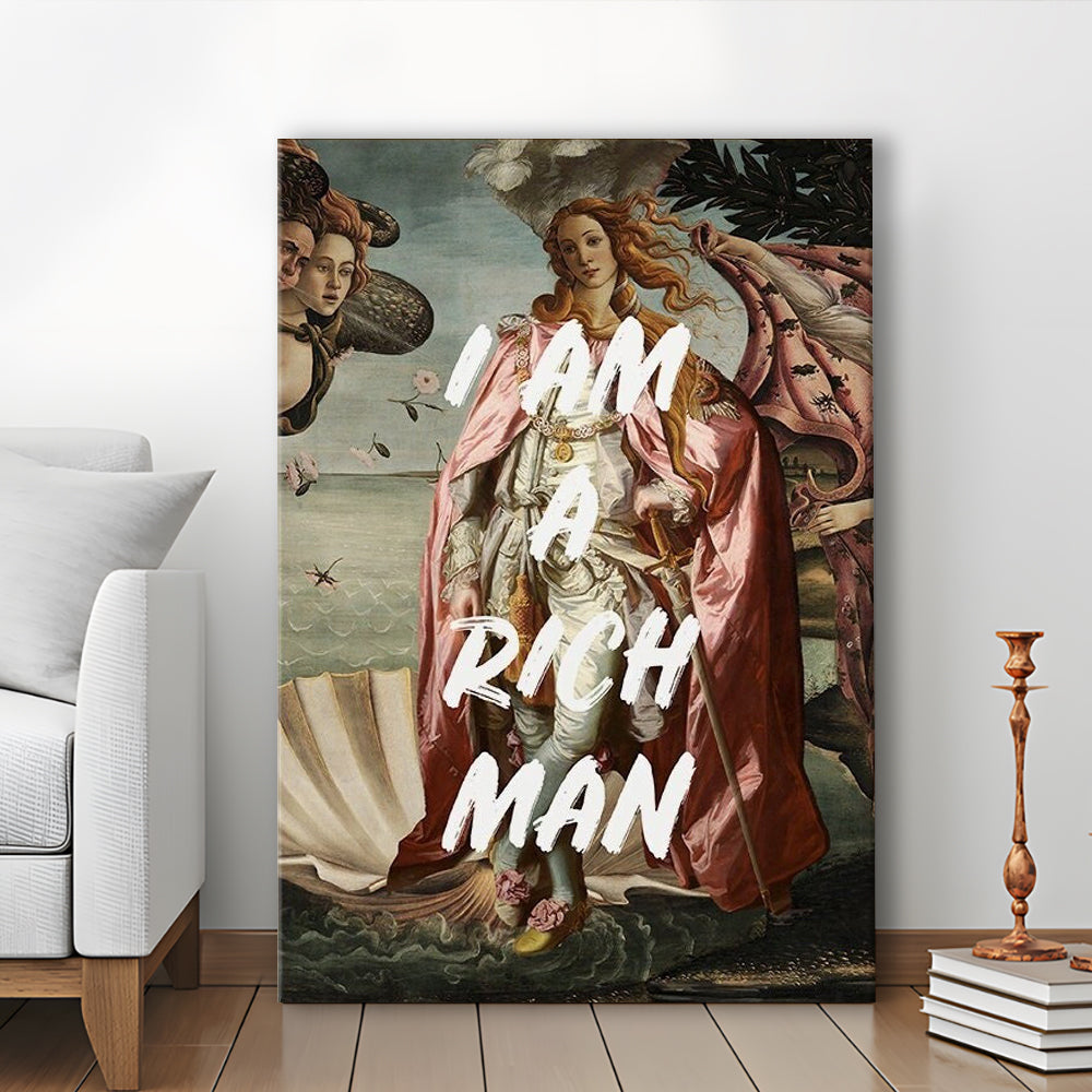 I Am A Rich Man Print Venus Feminist Wall Print Altered Art Quote Venus Print, Canvas Prints Wall Art