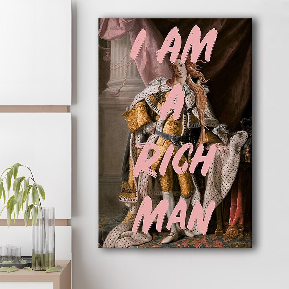 I Am A Rich Man Quote Print Printed Wall Art Venus Print, Canvas Prints Wall Art