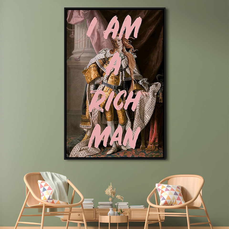 I Am A Rich Man Quote Print Printed Wall Art Venus Print, Framed Canvas Prints Wall Art