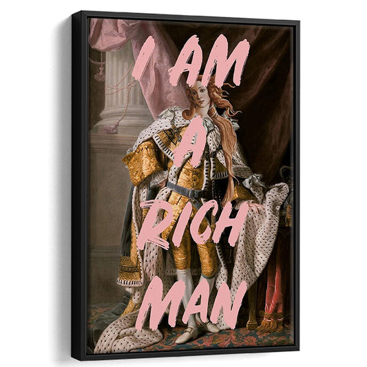 I Am A Rich Man Quote Print Printed Wall Art Venus Print, Framed Canvas Prints Wall Art