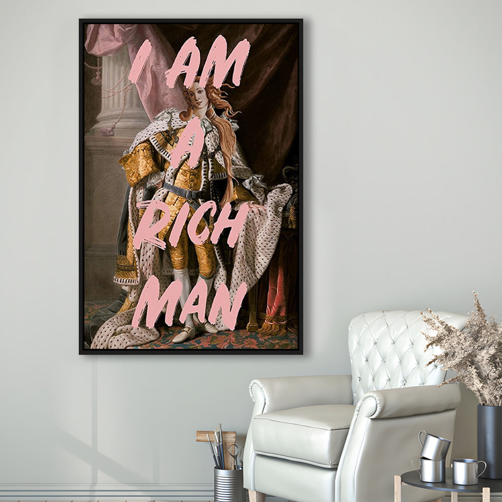 I Am A Rich Man Quote Print Printed Wall Art Venus Print, Framed Canvas Prints Wall Art