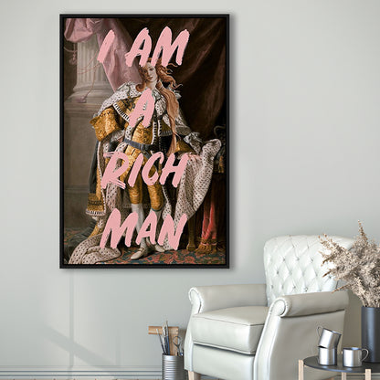 I Am A Rich Man Quote Print Printed Wall Art Venus Print, Framed Canvas Prints Wall Art