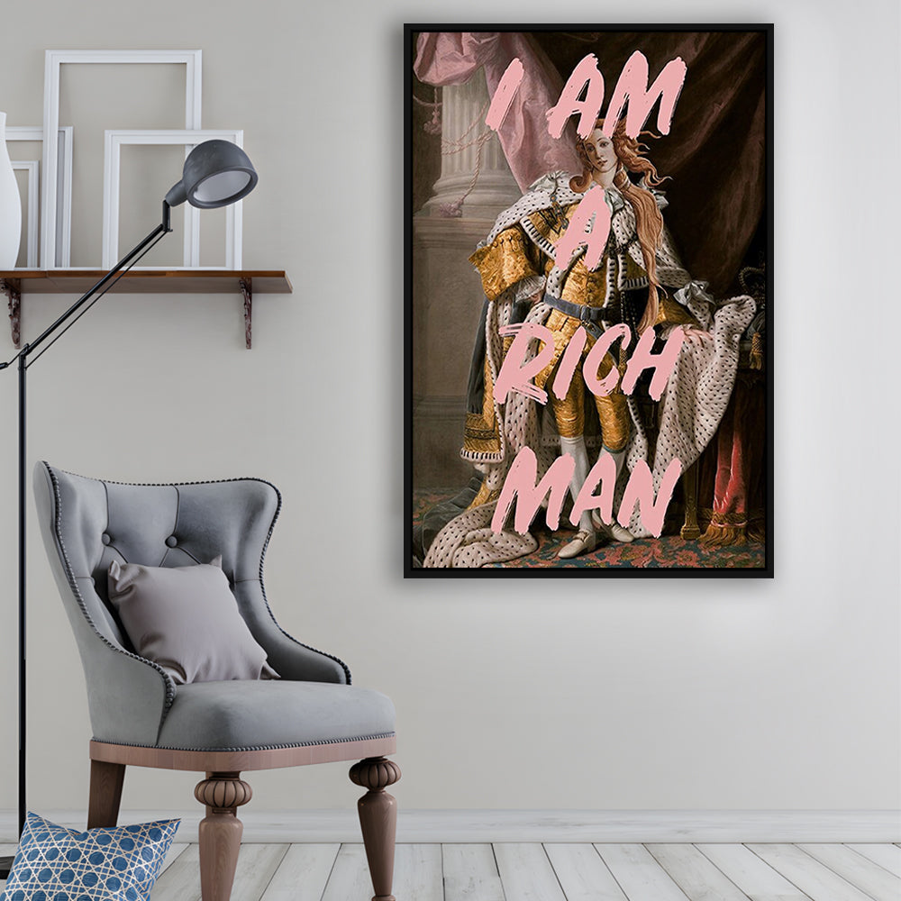 I Am A Rich Man Quote Print Printed Wall Art Venus Print, Framed Canvas Prints Wall Art