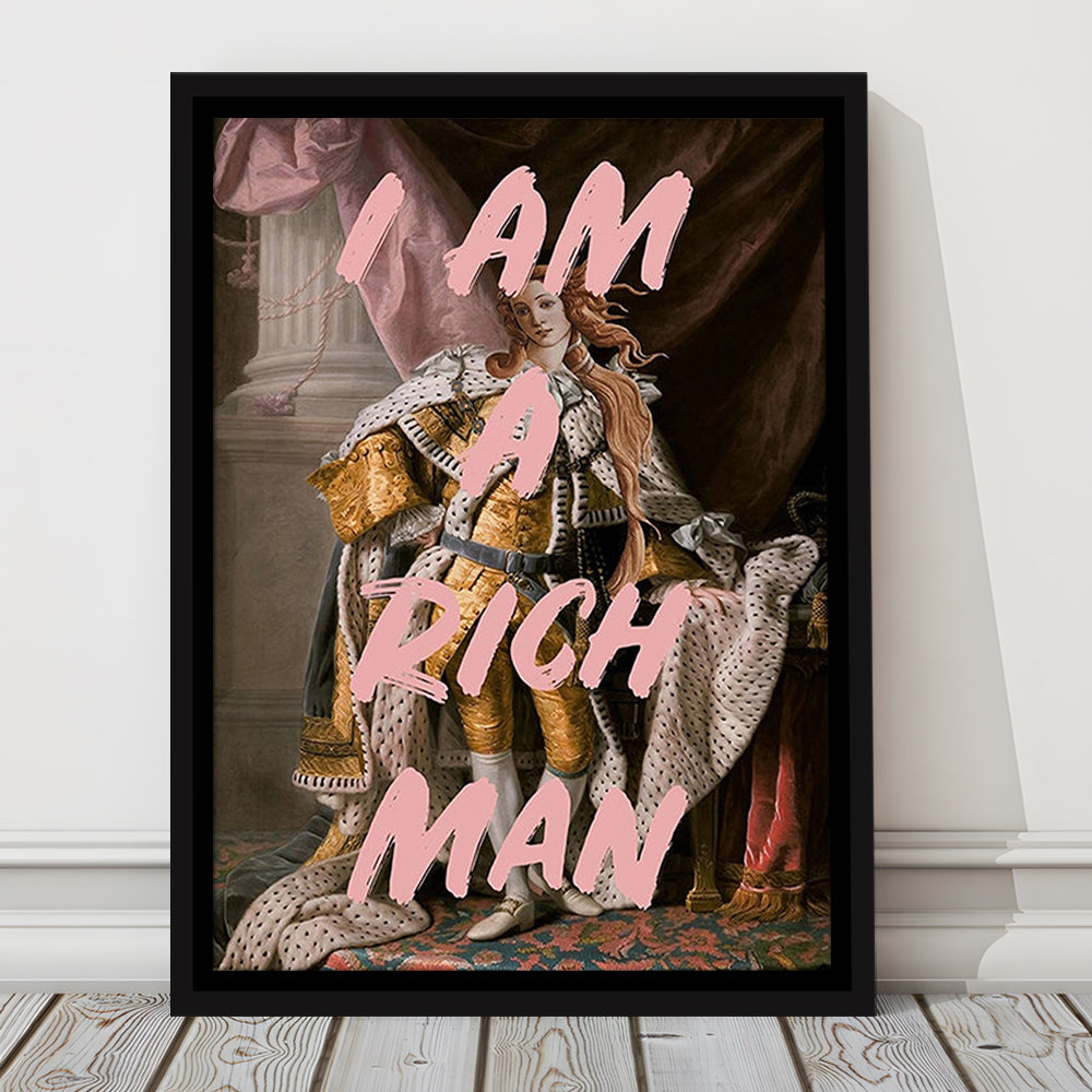 I Am A Rich Man Wall Art Print Venus Feminist Wall Print Altered Art Quote Print, Framed Canvas Prints Wall Art