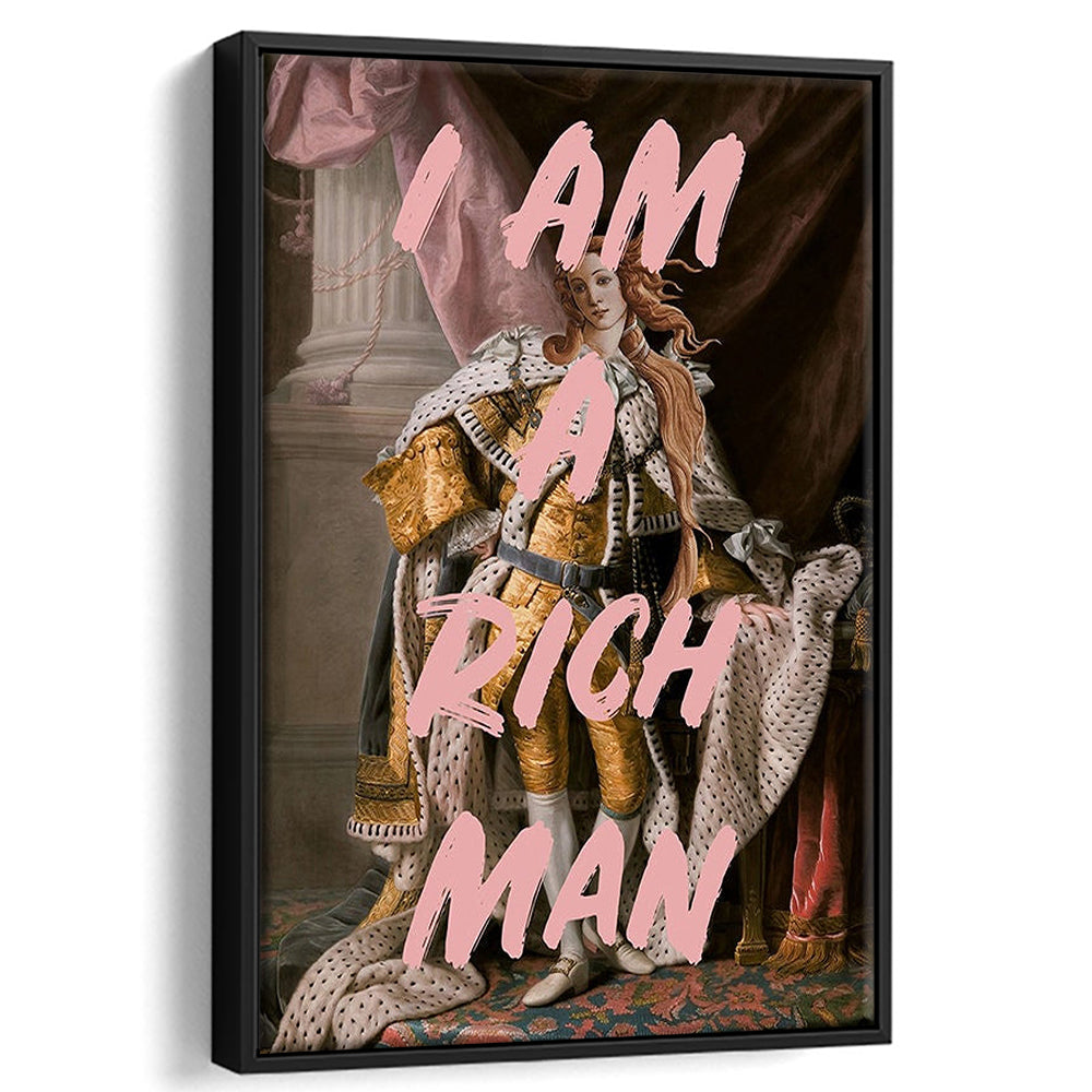 I Am A Rich Man Wall Art Print Venus Feminist Wall Print Altered Art Quote Print, Framed Canvas Prints Wall Art
