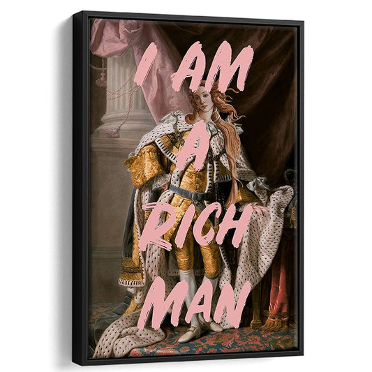 I Am A Rich Man Wall Art Print Venus Feminist Wall Print Altered Art Quote Print, Framed Canvas Prints Wall Art