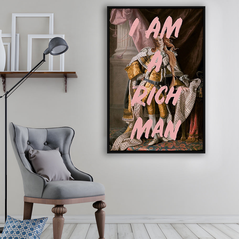 I Am A Rich Man Wall Art Print Venus Feminist Wall Print Altered Art Quote Print, Framed Canvas Prints Wall Art