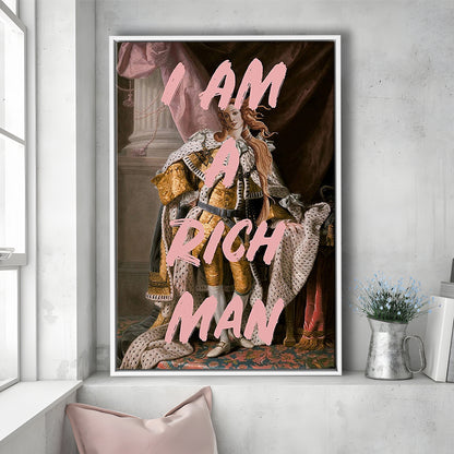 I Am A Rich Man Wall Art Print Venus Feminist Wall Print Altered Art Quote Print, Framed Canvas Prints Wall Art