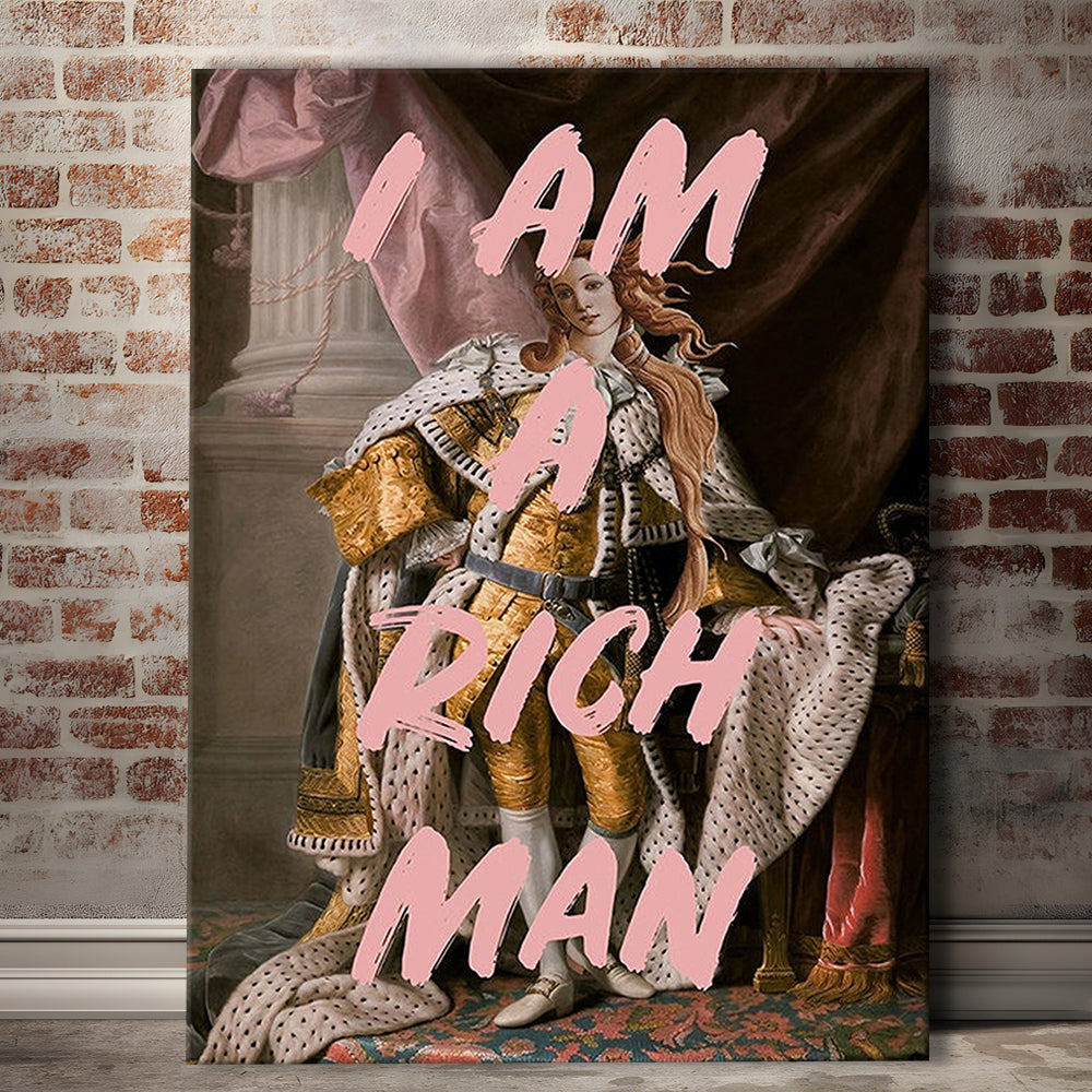 I Am A Rich Man Wall Art Print Venus Feminist Wall Print Altered Art Quote Print, Canvas Prints Wall Art