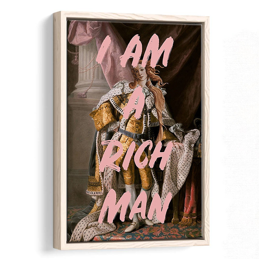 I Am A Rich Man Wall Art Print Venus Feminist Wall Print Altered Art Quote Print, Framed Canvas Prints Wall Art