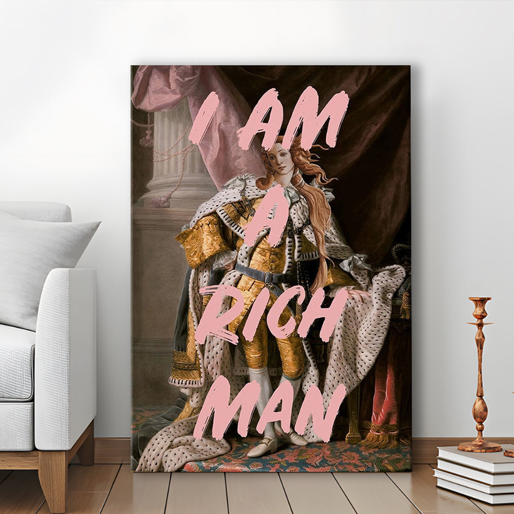 I Am A Rich Man Wall Art Print Venus Feminist Wall Print Altered Art Quote Print, Canvas Prints Wall Art