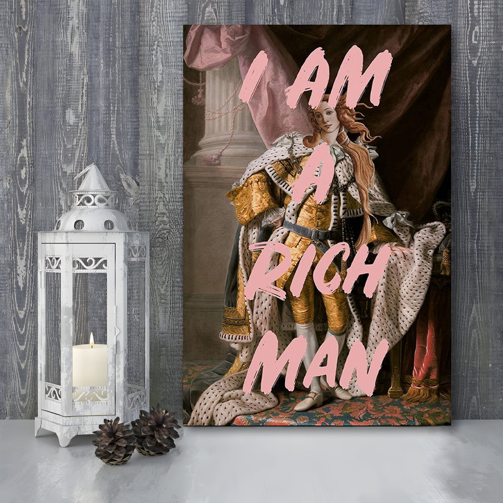 I Am A Rich Man Wall Art Print Venus Feminist Wall Print Altered Art Quote Print, Canvas Prints Wall Art