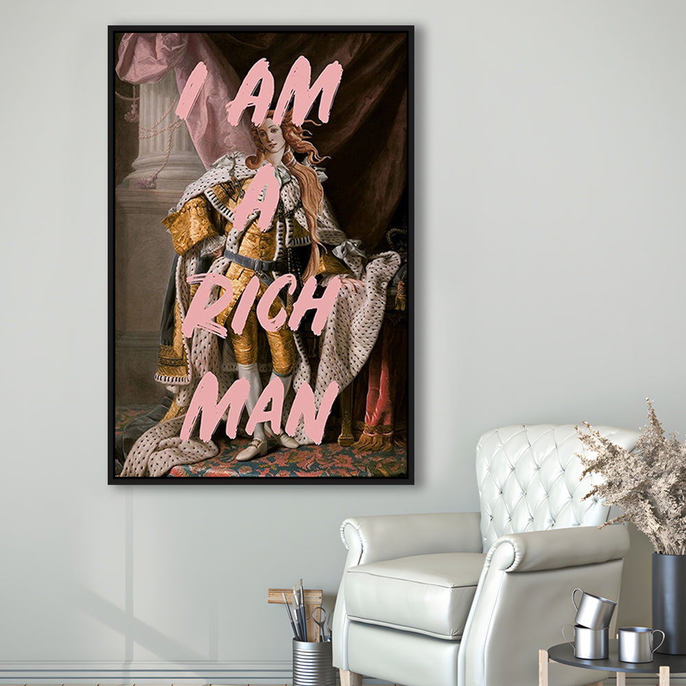 I Am A Rich Man Wall Art Print Venus Feminist Wall Print Altered Art Quote Print, Framed Canvas Prints Wall Art