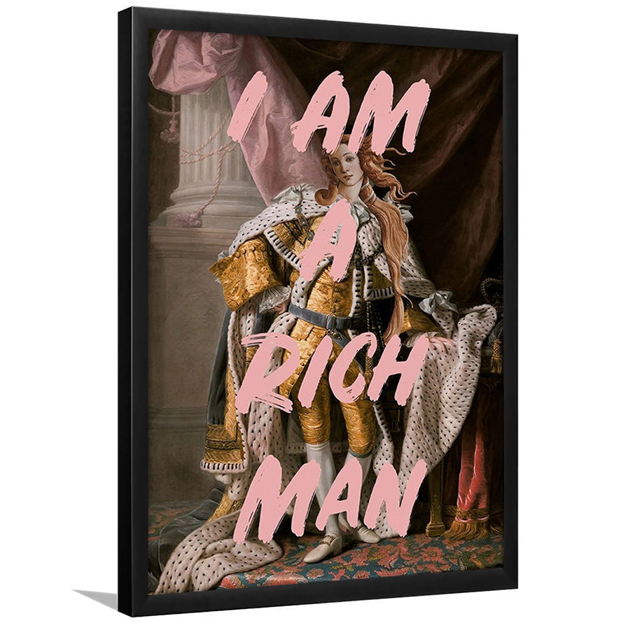 I Am A Rich Man Wall Art Print Venus Feminist Wall Print Altered Art Quote Print, Framed Art Prints Wall Decor