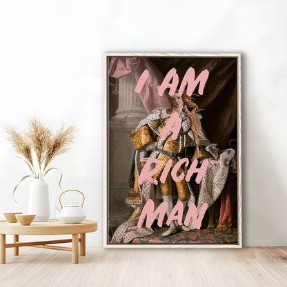 I Am A Rich Man Wall Art Print Venus Feminist Wall Print Altered Art Quote Print, Framed Canvas Prints Wall Art
