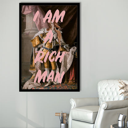 I Am A Rich Man Wall Art Print Venus Feminist Wall Print Altered Art Quote Print, Framed Art Prints Wall Decor