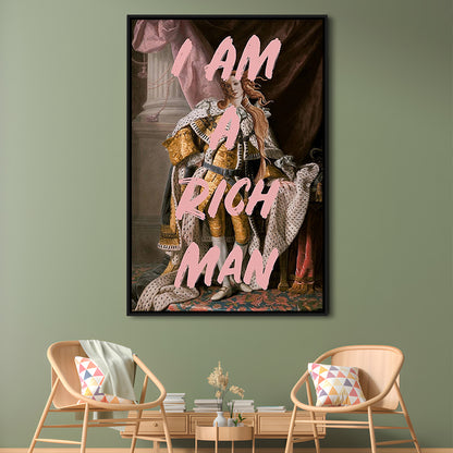 I Am A Rich Man Wall Art Print Venus Feminist Wall Print Altered Art Quote Print, Framed Canvas Prints Wall Art